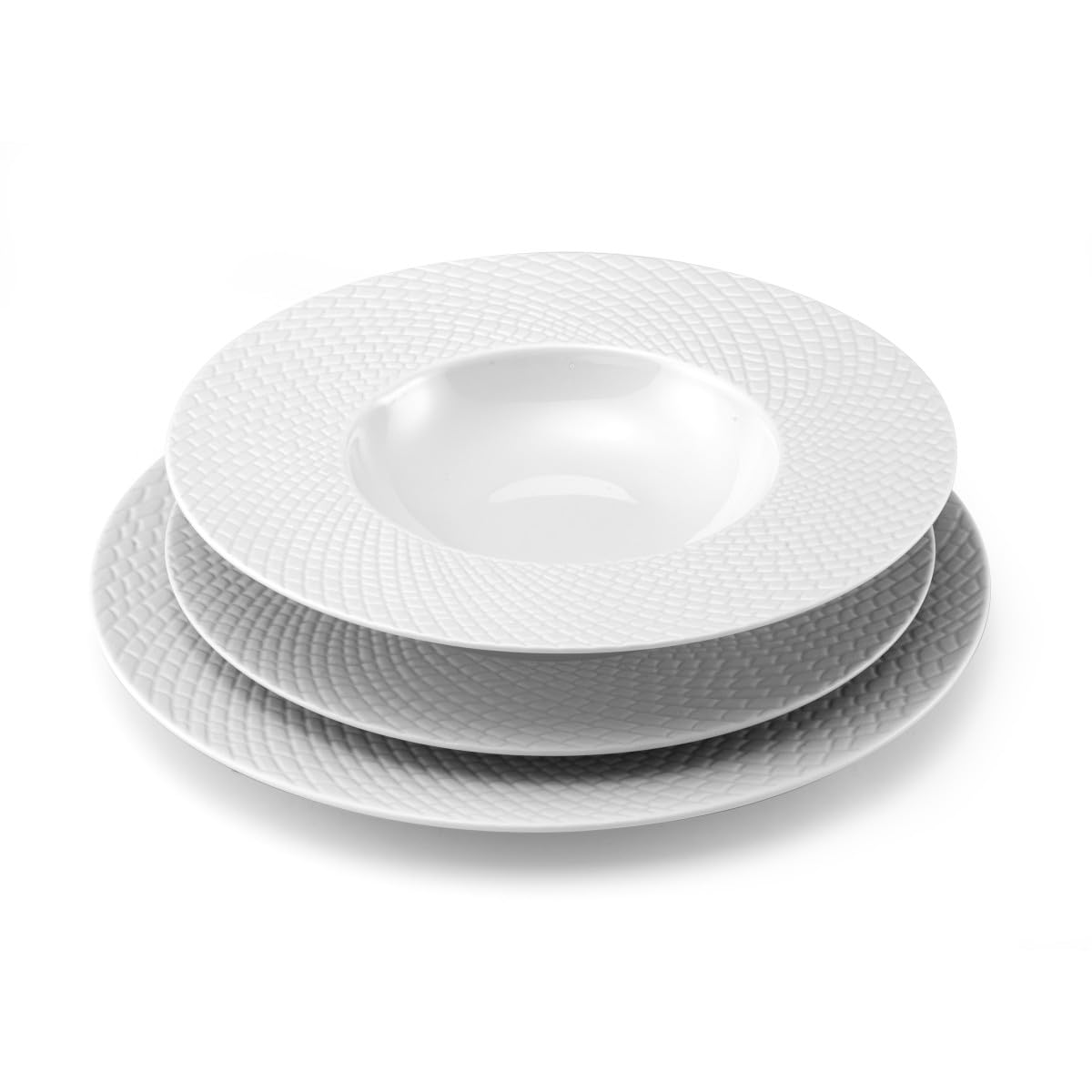 MÉDARD DE NOBLAT - Assiette creuse - D20 cm - Sherane - Porcelaine - Lot de 6 - Blanc