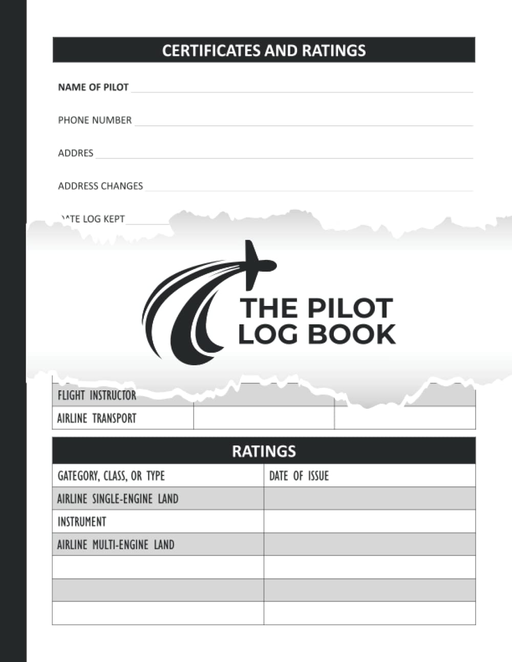 Buy Pilot Log Book Student Pilot Logbook Professional, Airplane Flight Log Book for Student