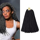 Fahe 10 Inch Micro locs Crochet Hair Braids for Women Slender Straight Goddess Faux Locs Crochet Hair Synthetic Sister Locs 4 Packs/Lot Synthetic Braiding Hair Loc Extensions (10',1B# 4packs)