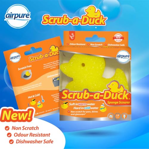 Image of Scrub-a-Duck Sponge Scourer | Odour Resistant | Non Scratch | Dishwasher Safe | Cleaning Product for Kitchen & Bathroom