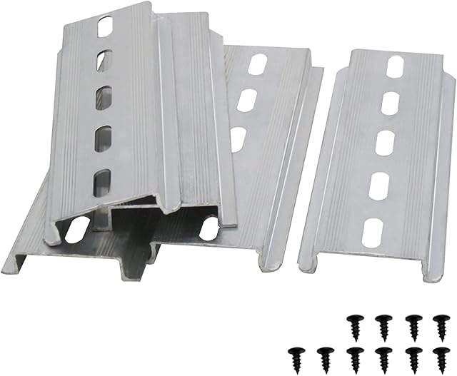Taiss 5 Pcs DIN Rail Slotted Aluminum RoHS 35mm Wide, 7.5mm High, Long 100mm/ 4"