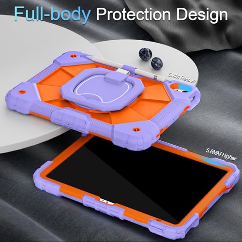Image of Auizotl Case for iPad (A16) 11th /10th Generation 2025 /2022,10th Gen iPad Case with Screen Protector 360 Rotating Stand,Heavy Duty Shockproof Cover for i Pad 11.0 /10.9,Purple Orange
