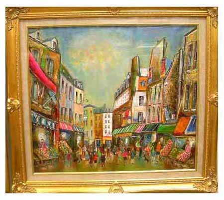 小澤勇寿朗 油絵 F20号キャンバス、木枠 パリの街 サイン入り真作 - 絵画