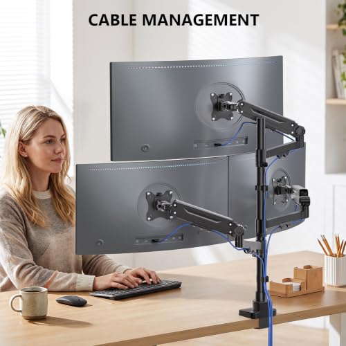 Image of WALI Stacked Triple Monitor Mount for 13-42 inch Curved Screen, Max 26.4lbs