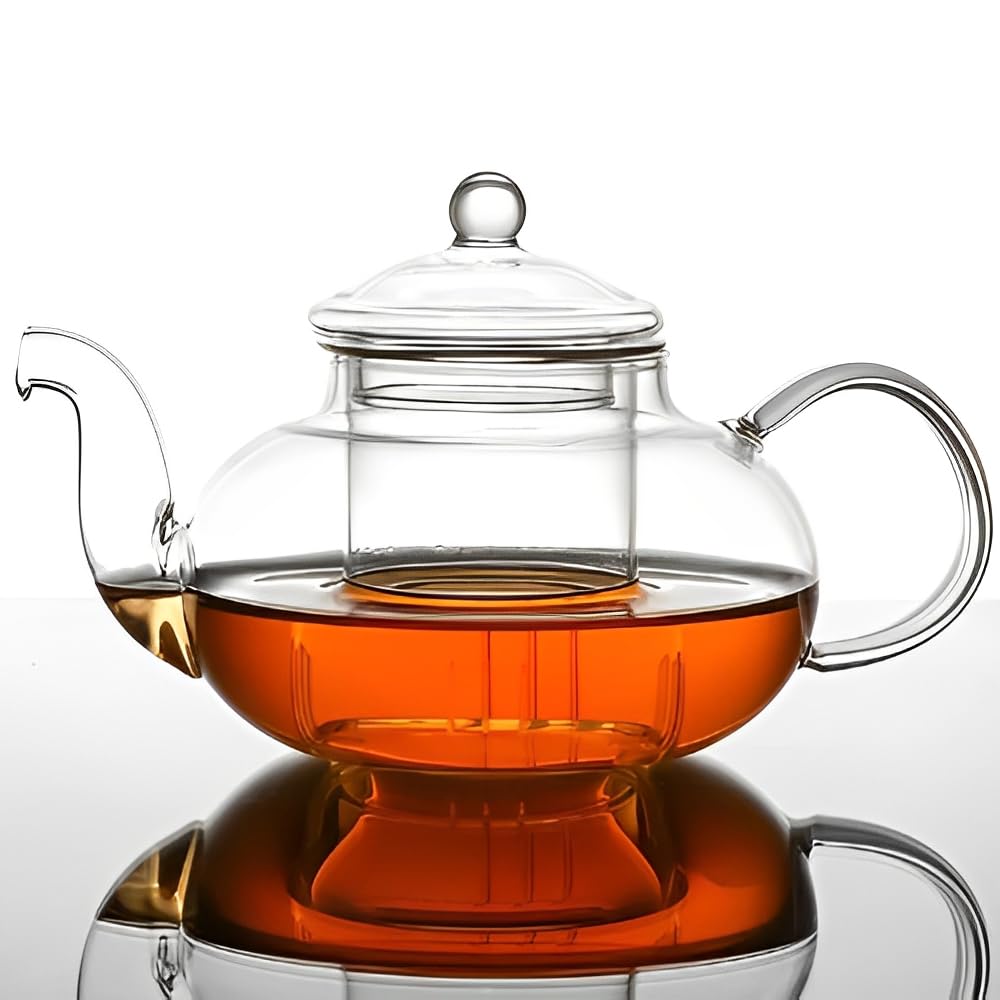 1000ml Teiera Vetro con Infusore, Teiere in Vetro Borosilicato con Filtro per Tisane e tè in Fiore, piccola teiera per foglie sfuse, erbe, frutta, bubble tea | Perfect Tea Maker | Infusore Tè