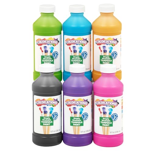 Colorations Paraben-Free Washable Tempera Paint for Kids Set of 6 Colors