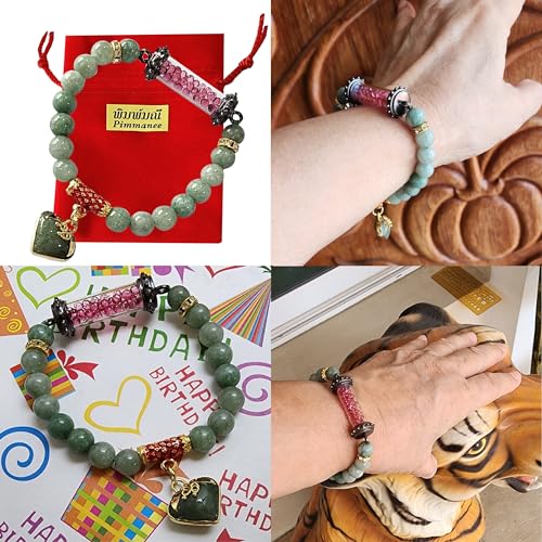 Buddha Bracelet Thai Amulet Healing Buddhist Jade Bracelet Jewelry Bangle with Pendant Sarira Phra Tath Red/Heart Promote Love Good Luck Prosperity3