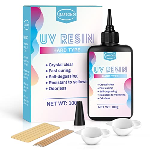 Uv Resin Kit-Sapbond 100G Crystal Clear Hard Type Glue Upgraded Ultraviolet Fast Curing Epoxy Resin,Solar Cure Sunlight Activated Resin For Jewelry Making, Diy Craft Decoration, Casting & Coating #TOP30