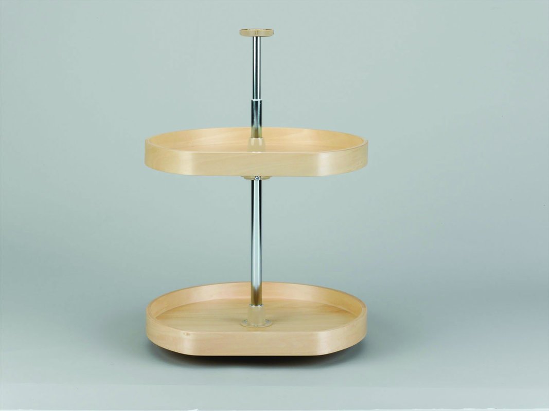 Wood D-Shaped Lazy Susans, 2 & 3 Shelf Sets Economy Lazy Daisy Banded Wood