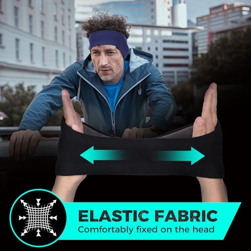 WTACTFUL Doppelschicht Fleece Stirnband Sport Ohrenwärmer für Damen Herren Winter Warme Windstopper Sportstirnband laufstirnband für Joggen Laufen Wandern Fahrrad und fahrradhelm, 2 Stück Schwarz