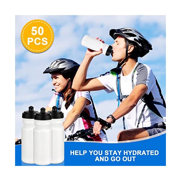 50 Pieces Sports Water Bottles 20 oz Water Bottles Squeeze in Bulk Reusable Plastic Water Bottles BPA Free Blank Water Bottles for Major Sporting Events Adults - Image 7
