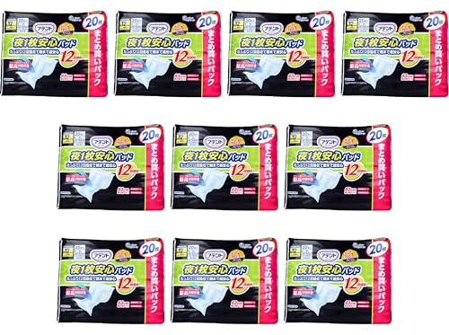 まとめ買い アテント 夜1枚安心パッド たっぷり12回吸収で朝まで超安心 12回吸収 20枚 夜用 尿漏れパッド 介護用 吸収力 高齢者用 男女兼用 夜間用 (20枚入×10パック)