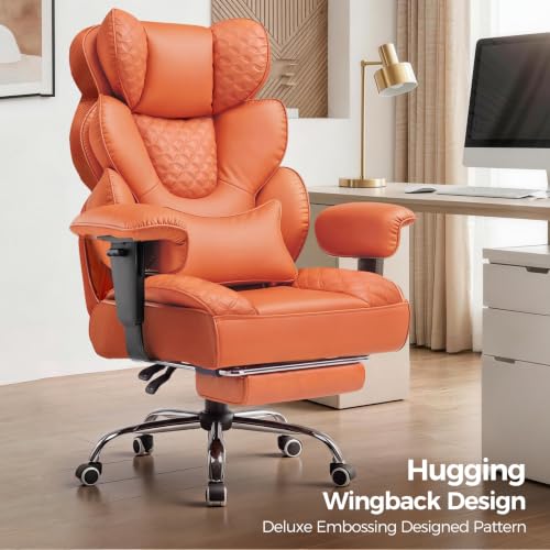 Image of COMHOMA Big and Tall Office Chair with Upgrade Footrest, Heavy Duty Gaming Chair High Back Executive Chair with Spring Lumbar Support for Lower Back Pain Relief, 150Reclining Adjustable Armrests