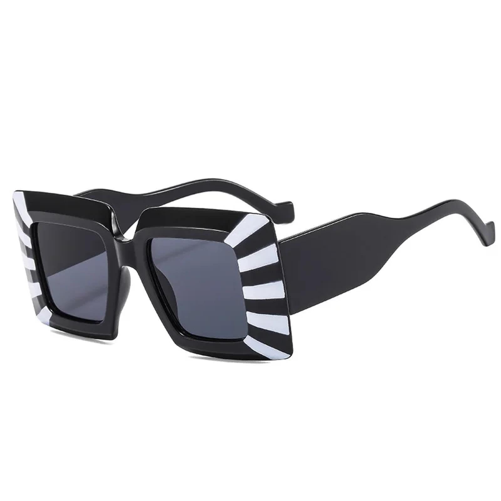 Occhiali da sole punk oversize da donna, occhiali da sole alla moda da uomo, vintage, UV400 (C2, nero, bianco, nero)