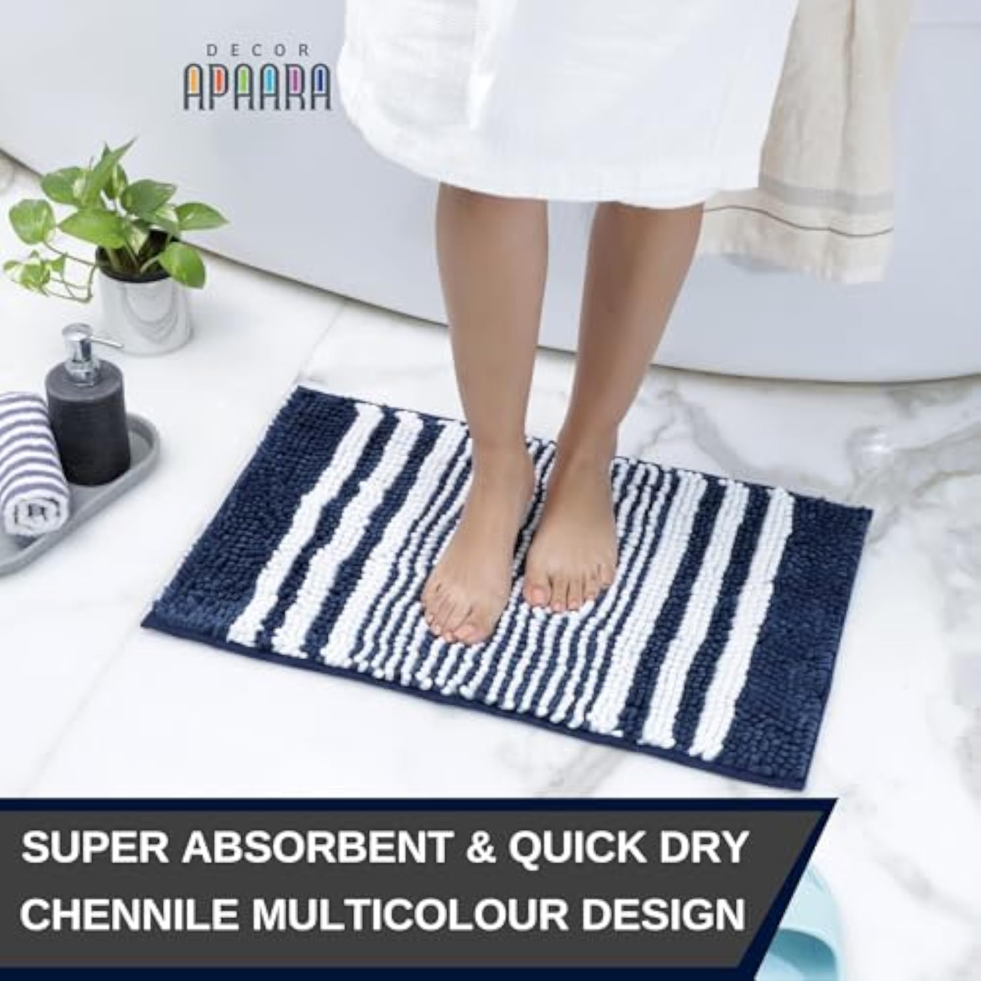 Chennile-Multicolour Super Soft Premium Polyester Non Slip Anti Skid Mat