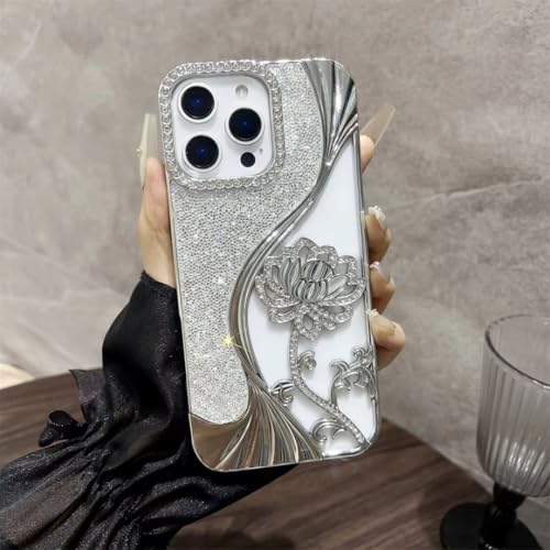 Coque iPhone 16 transparente robuste anti-rayures à strass argentés protectrice