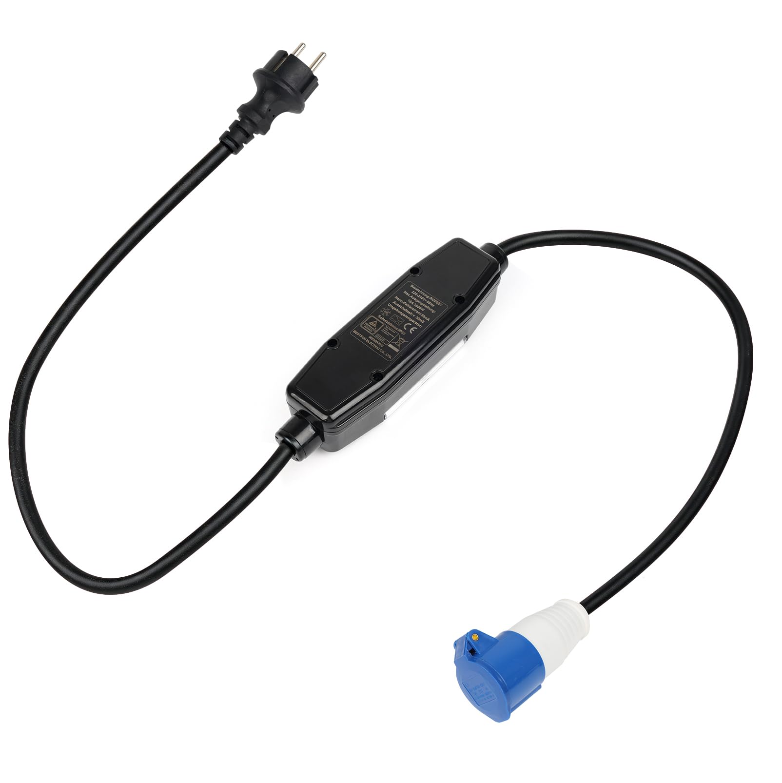 Adapterkabel 300 cm Schuko auf CEE mit Fehlerstromschutzschalter, CEE Stecker Verlängerungskabel IP44/IP55, 3x2.5mm² H07RN-F Neoprenkabel, Strom Adapter Campingstecker Adapter Set für Camping