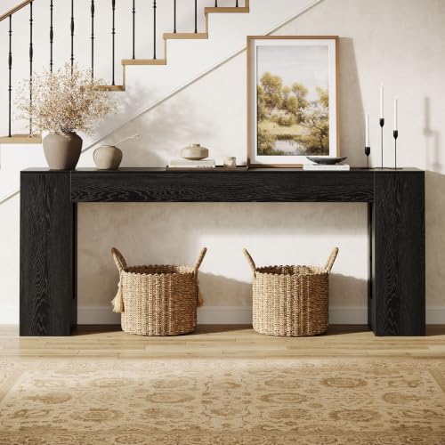 Image of Tribesigns 79-Inch Extra Long Console Tables for Entryway, Farmhouse Narrow Sofa Table Behind Couch with Thick Legs, Wooden Entryway Accent Furniture for Living Room, Hallway, Foyer, Black