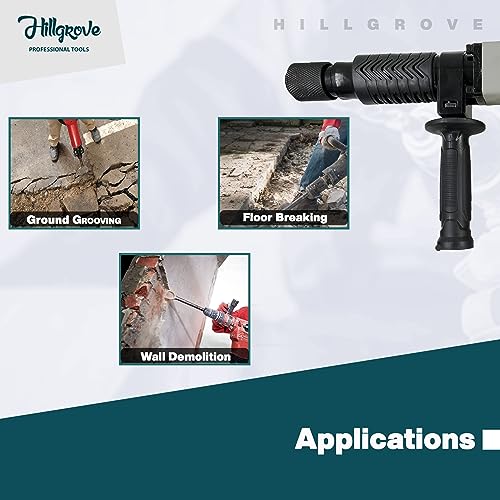 Image of Hillgrove HGCM1053M3 17mm Demolition Chisel+Hammer Concrete Breaker Drill Machine with 2 Bits for Breaking Concrete Wall /Hammer Drill 17 mm Chuck Size, 1200 W