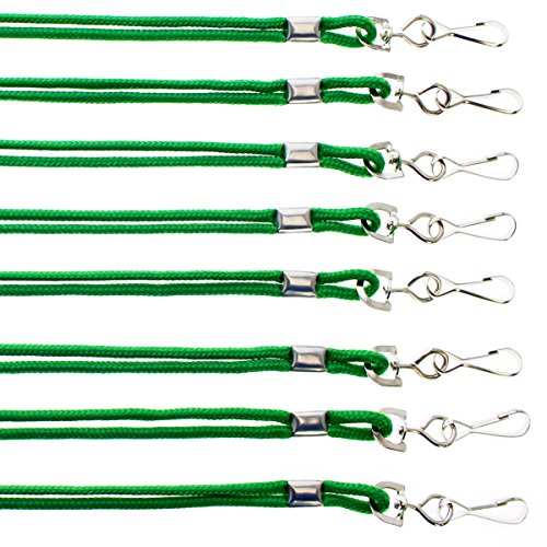 Bulk 100 Pack - Premium Round Id Badge Neck Lanyards For Card Holders And Name Tags - 36 In Non-Breakaway Heavy Duty Cord & Secure Metal Swivel J Hook Clip By Specialist Id (Green) #TOP3