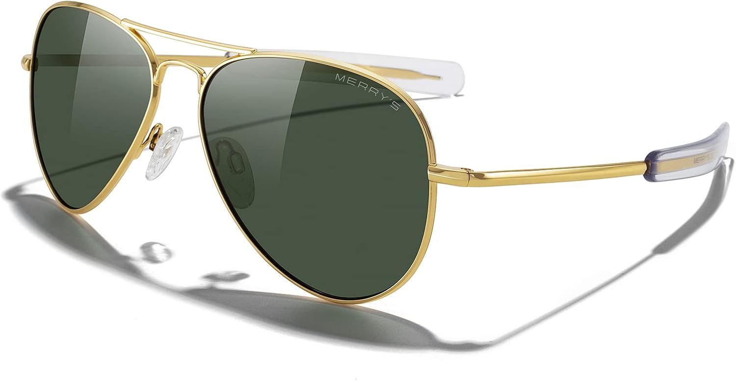 MERRY'S Classic Aviator Military Polarized Sunglasses for Men or Women S8562
