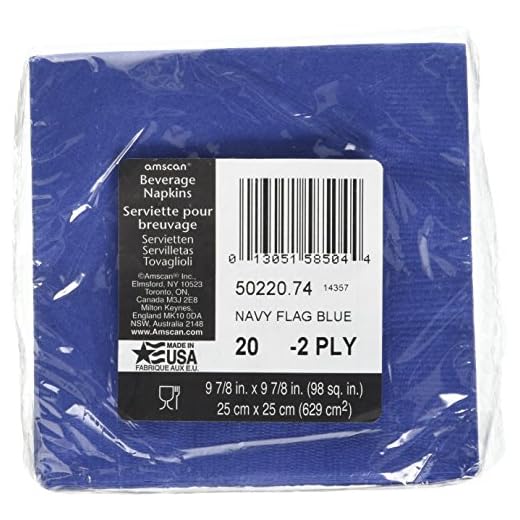 amscan 23 cm 2-ply servilletas de Papel, Azul Marino de la Bandera de Azul