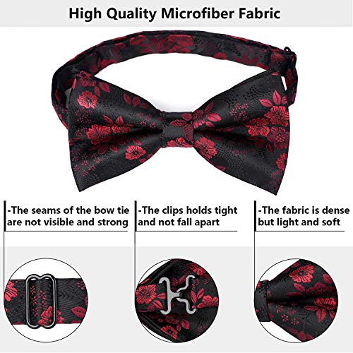 Enlision Mens Bow Ties Classic Pre-Tied Burgundy Bow Tie For Men Boys Woven Formal Floral Clip On Bowties Tuxedo Wedding Party #TOP3