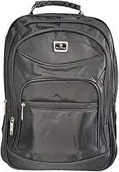 Mochila Bolsa Notebook Impermeável com 5 Compartimentos Entrada USB e P2 Bolsos Laterais para Garrafa Alça Reforçada em Cabo de Aço Preta Linha Premium