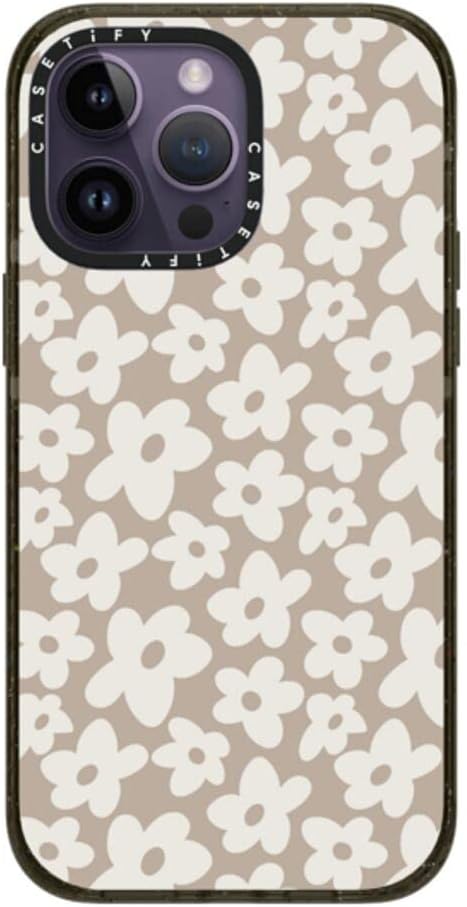 CASETiFY Impact iPhone 14 Pro Max Case [4X Military Grade Drop Tested / 8.2ft Drop Protection] - Natural Flower - Glossy Black