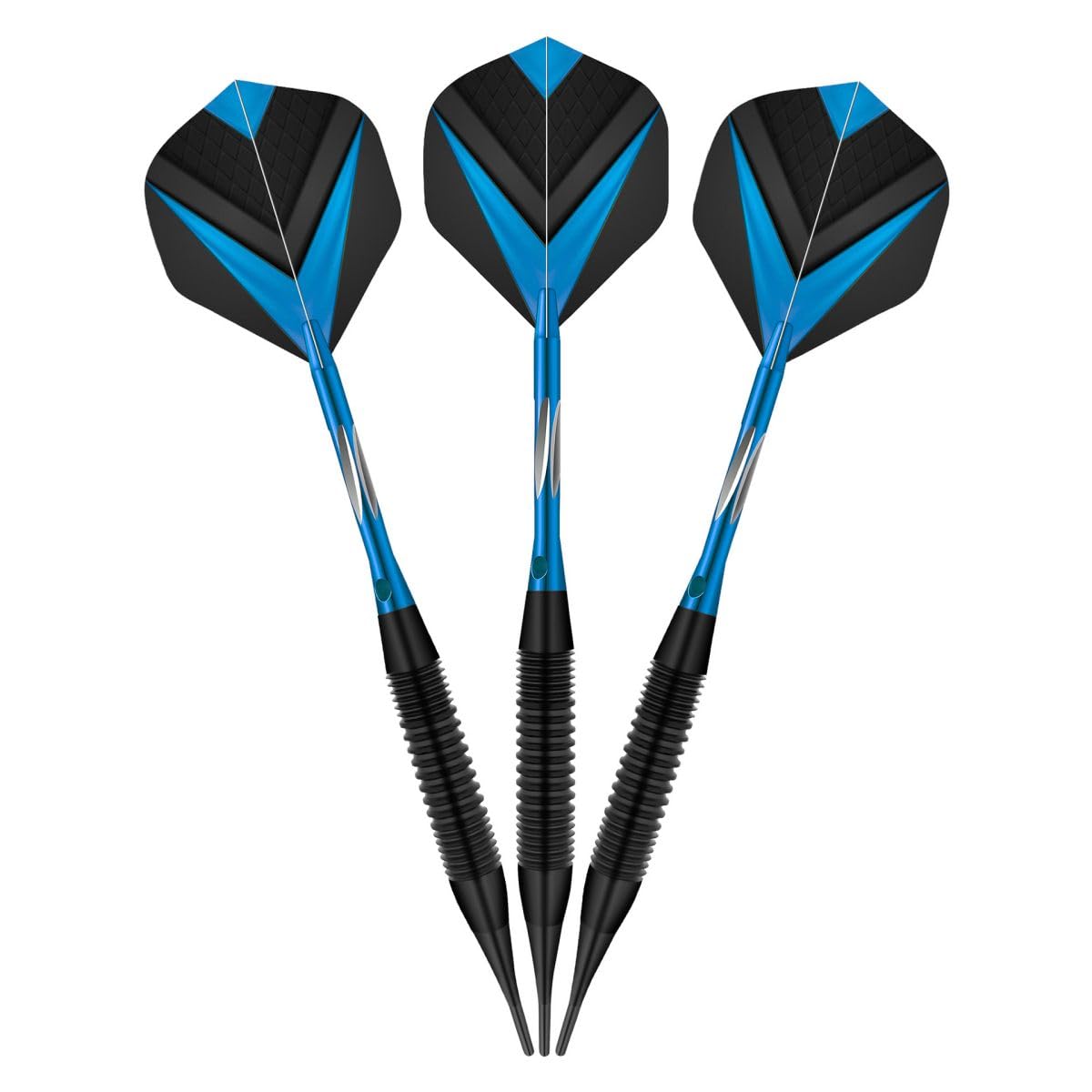 HRLORK 3 Packs Darts Set Professional Darts Set Plastic Soft Tip Darts Aluminum Shafts Darts Stems and Flights with 3 White Spare Shafts and Darts Case- Blue - Image 4