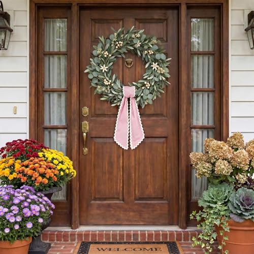 Ftuuo Wreath Sash for Front Door Pink Cotton Wreaths Satin Sash Burlap Garland Ribbon Accessories for Wreath Yard Doorway Indoor Outdoor Bow Bridal Shower Home Decor,5.11 x 55.1 by Ftuuo - Used condition - Image 4