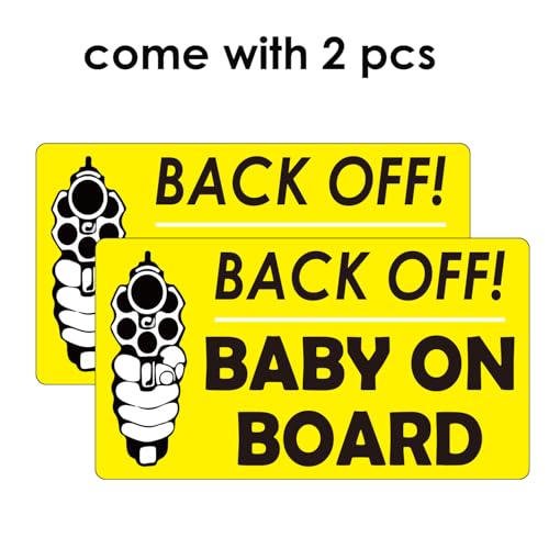 Image of 1step2dream Funny Baby on Board Bumper Sticker 2Pcs, Car Essentials | Back off Sign and Reflective See-Through When Driving in the Dark | 7 x 5 Inches