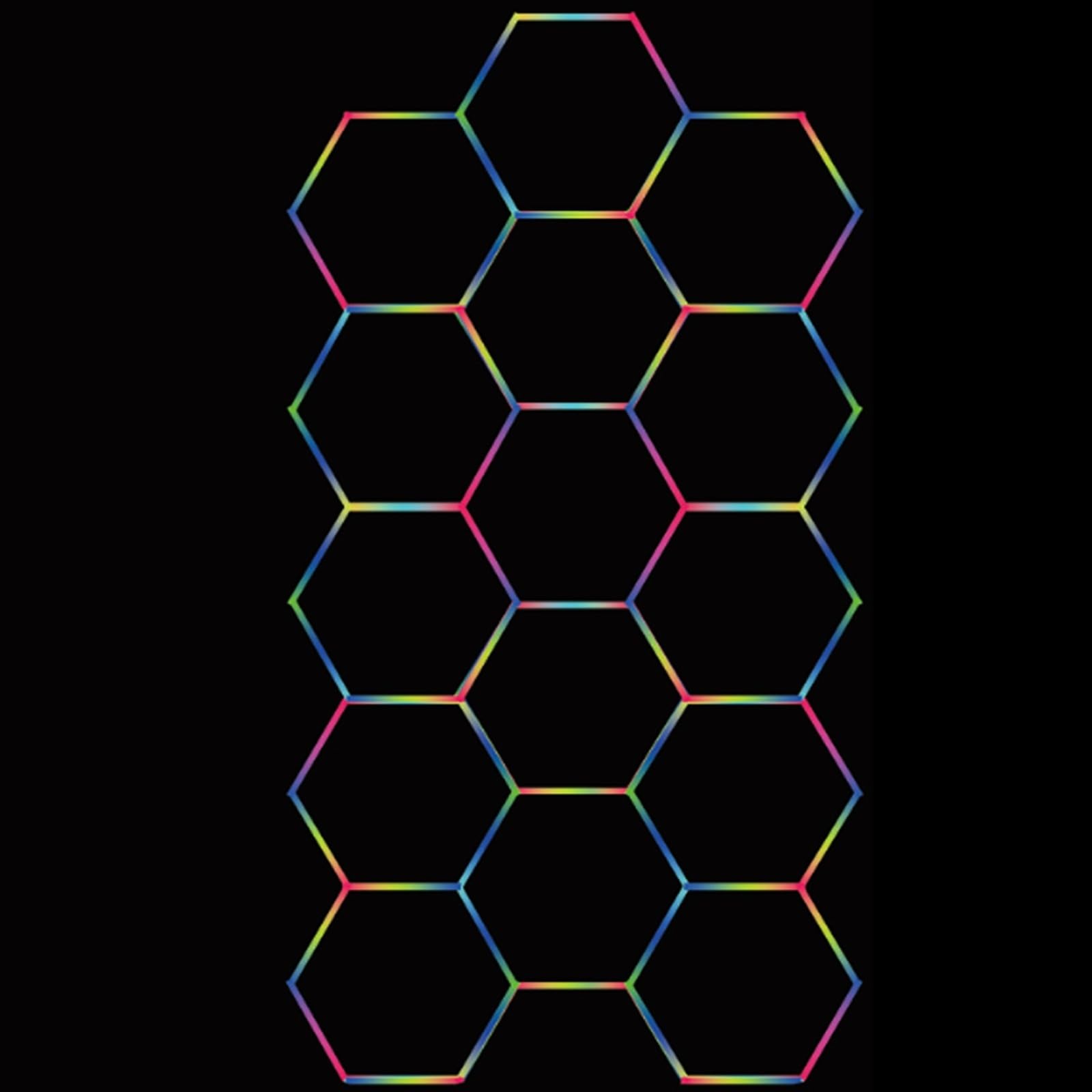 Lampe de garage à DEL hexagonale, 6500 K, lumière RVB lumineuse avec 12 couleurs, étanche et résistante à la poussière pour atelier, cave, salle de sport, magasin automobile (11 trous)