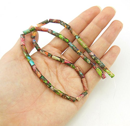 COIRIS 1 Strand 12x4MM Natural Cylinder Tube Shape Stone Loose Beads Imperial Jasper for Jewelry Making DIY Design (ZS-1083) - Thumbnail 3