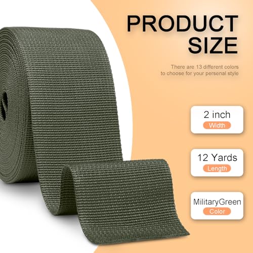 Image of CooBigo 12 Yards Webbing 1 inch & 1.5 inch & 2 inch Polypropylene Webbing Strap 1 Inch 1.5 Inch 2 Inch Wide Webbing Strapping for Bags /Lawn Chair /Pool Solar Cover DIY Crafting