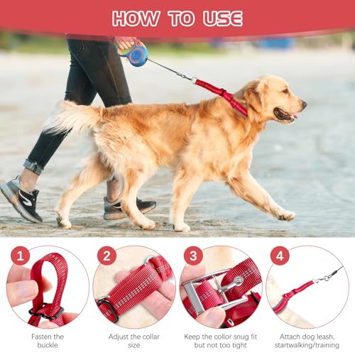 Duckygoo Hundehalsband, kein Ziehen, verstellbares Martingal-Halsband für kleine, mittelgroße und große Hunde, reflektierend, strapazierfähig, Trainingshalsband für Spaziergänge, Jagd, Rot, Größe S