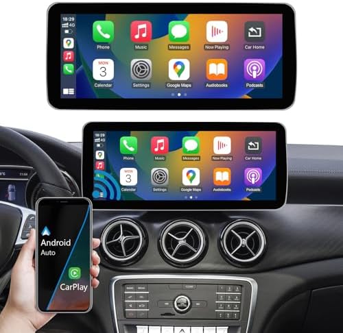 12.3 Inch Car Radio Touchscreen for 2015-2018 Mercedes Benz A/C/V Class GLA CLA W176 W246 C117 X117 X156 W447 with NTG 5.0/5.1/5.2 System, Support Wireless Carplay/Android Auto/Mirrorlink