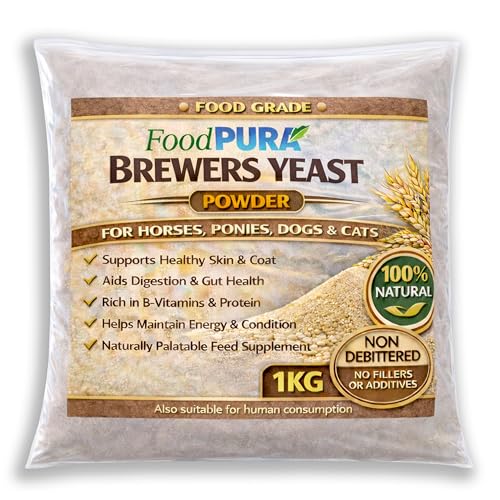 Food PURA Brewers Yeast Powder 1KG - Non Debittered - 100% Natural Pure Safe & Effective - For Horses Ponies Dogs & Cats - Supports Healthy Skin Coat & Digestion Human FOOD Grade!