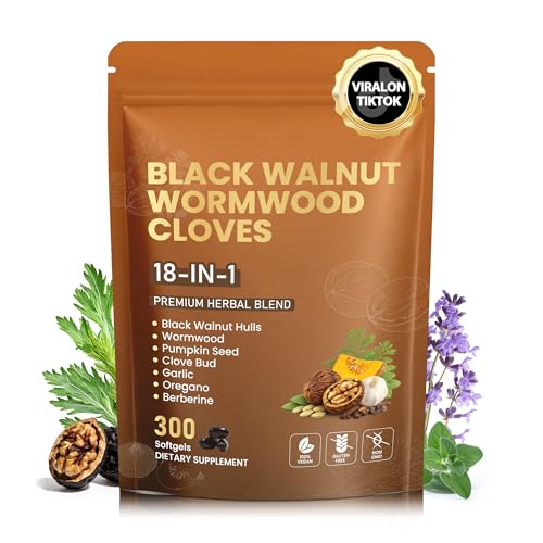 18-in-1 Black Walnut Wormwood Cloves,Rapid Gut Cleanse & Detox,Digestive Support&