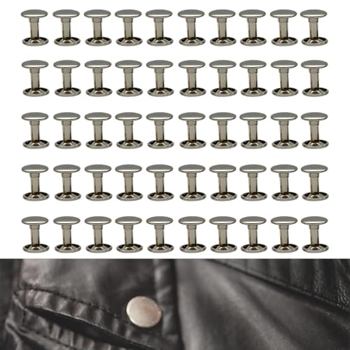 50Piezas Remache De Doble Tapa Reparación De Artesanía De Cuero De Metal Espárragos Decoración De Pinchos Remaches De Piel Bricolaje Espárragos Espigas Remaches Remaches De Cuero Doble Tapa Remache