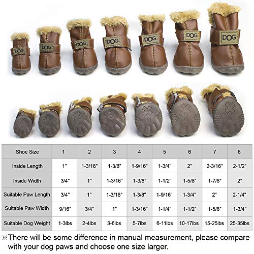 Winsoon Dog Australia Boots Pet Antiskid Shoes Winter Warm Skidproof Sneakers Paw Protectors 4-Pcs Set (Size 5, Light Brown) #TOP4