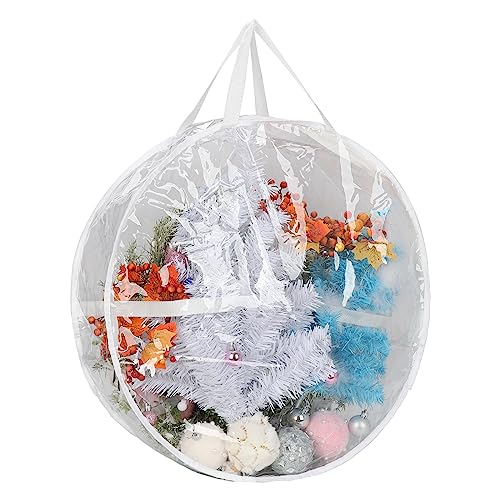 Ddewing Christmas Wreath Storage Bag Christmas Wreath Storage Container Wreath Storage Bag Clear Wreath Storage Bags for Xmas Seasonal Thanksgiving Holiday Artificial Wreath Storage(#6)