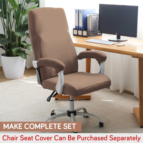 Image of HOKIPO 'SereneSolids' 140 GSM Armrest Covers for Office Chair (Zipper Style), 1 Pair, Dark Camel (AR-5934-DCML)