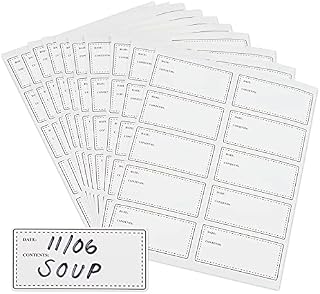 Shazeel Freezer Labels Sheets Easy Peel Off 100 Pcs  Food Labels Stickers 6x3cm for Food Storage - Waterproof, Tear-Proof, Sticky & Long-Lasting Sticky Labels for Refrigerator, Freezer, Jars