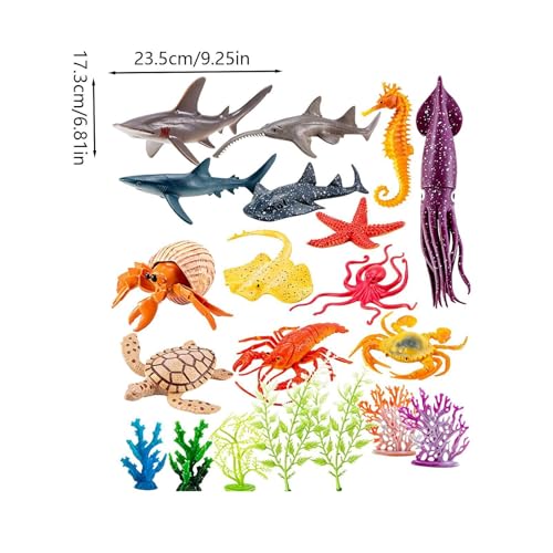 Animaux marins figurines éducatives : set de 21 pièces pour jouer dans l'aquarium ou la piscine