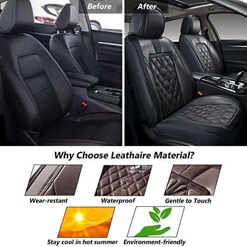 Image of Coverado Car Seat Covers Front Seats, 2 Pack Waterproof Leather Seat Covers for Cars, Luxury Car Seat Protector, Anti-Slip Design Seat Cushions, Black Seat Covers Universal Fit for Most Cars