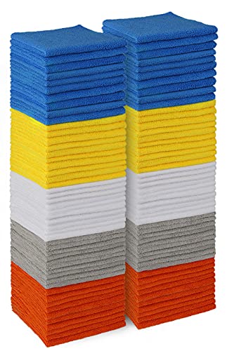 AIDEA Microfiber Cleaning Cloths-100Pack, All-Purpose Softer Highly Absorbent, Lint Free - Streak Free Wash Cloth for House, Kitchen, Car, Window, Gifts(12in.x 12in.)