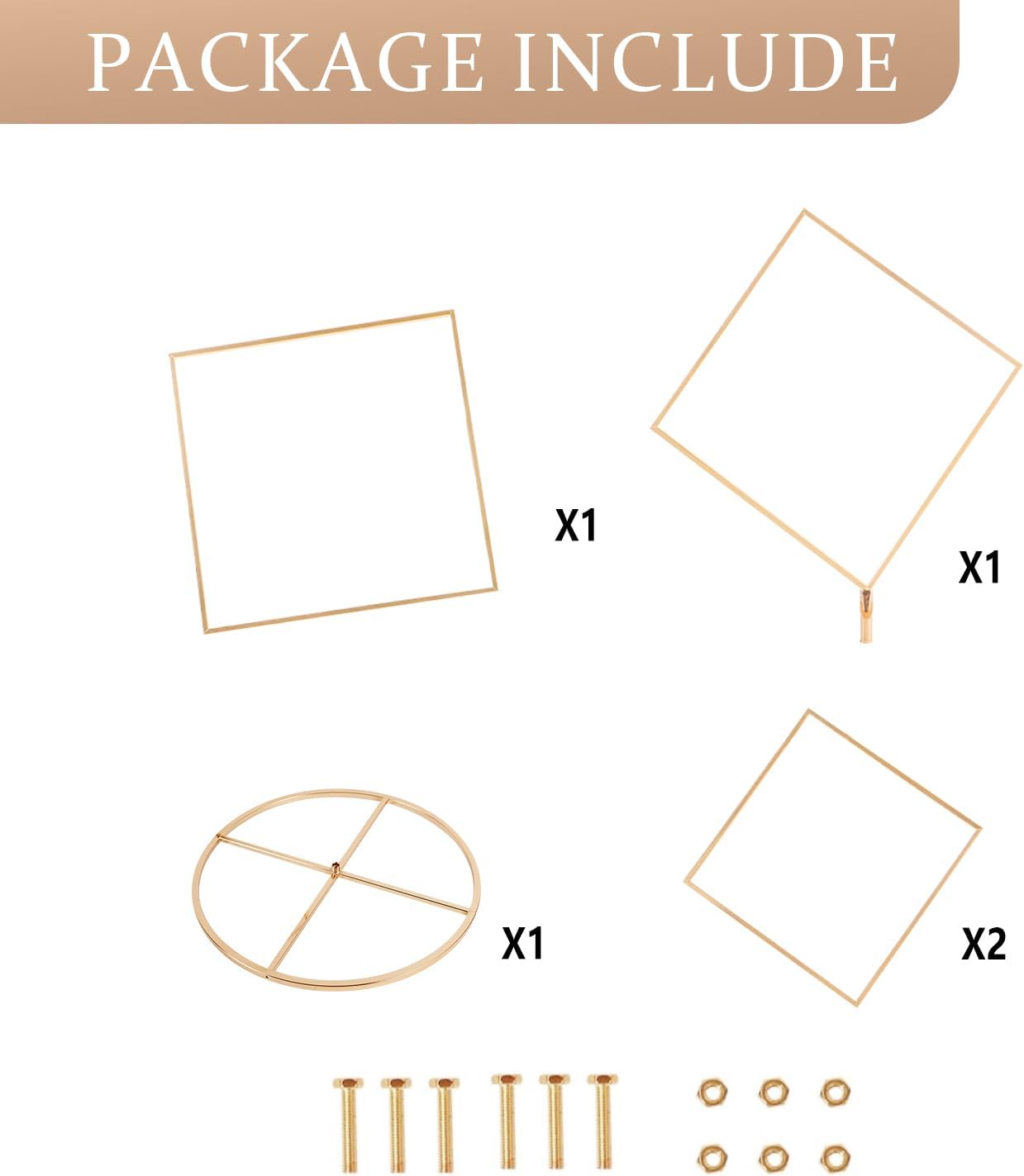 Gold Arch Backdrop Stand 5.8Ft Wedding Square Backdrop Stand, 4 Tier Floral Balloon Arch Stand for Wedding Centerpiece Baby Shower Birthday Ceremony Background Decoration