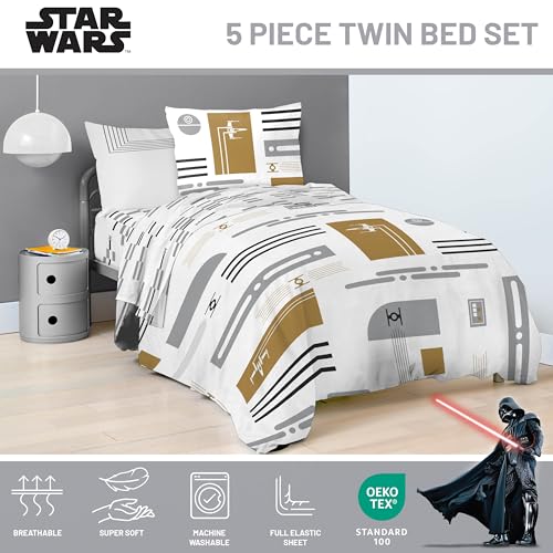 Image of Jay Franco Star Wars Twin Comforter Set 5 Piece Soft Modern Bedding, White
