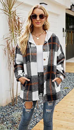 Image of YOCUR Womens Button Down Plaid Casual Lapel Long Sleeve Flannel Overshirts